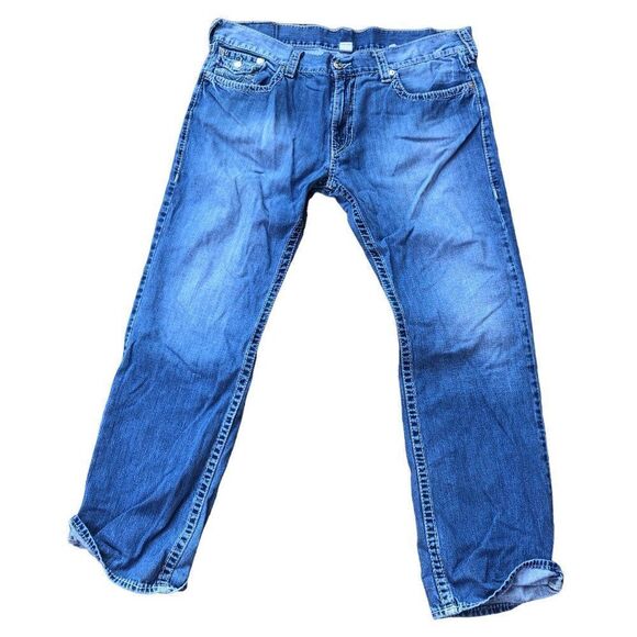 RARE True Religion Jeans Size 40 STRAIGHT FLAP T Blue - Picture 3 of 9